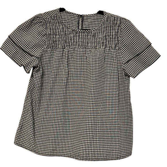 Black & White Gingham Smocked Blouse – Size M - Picture 1 of 6